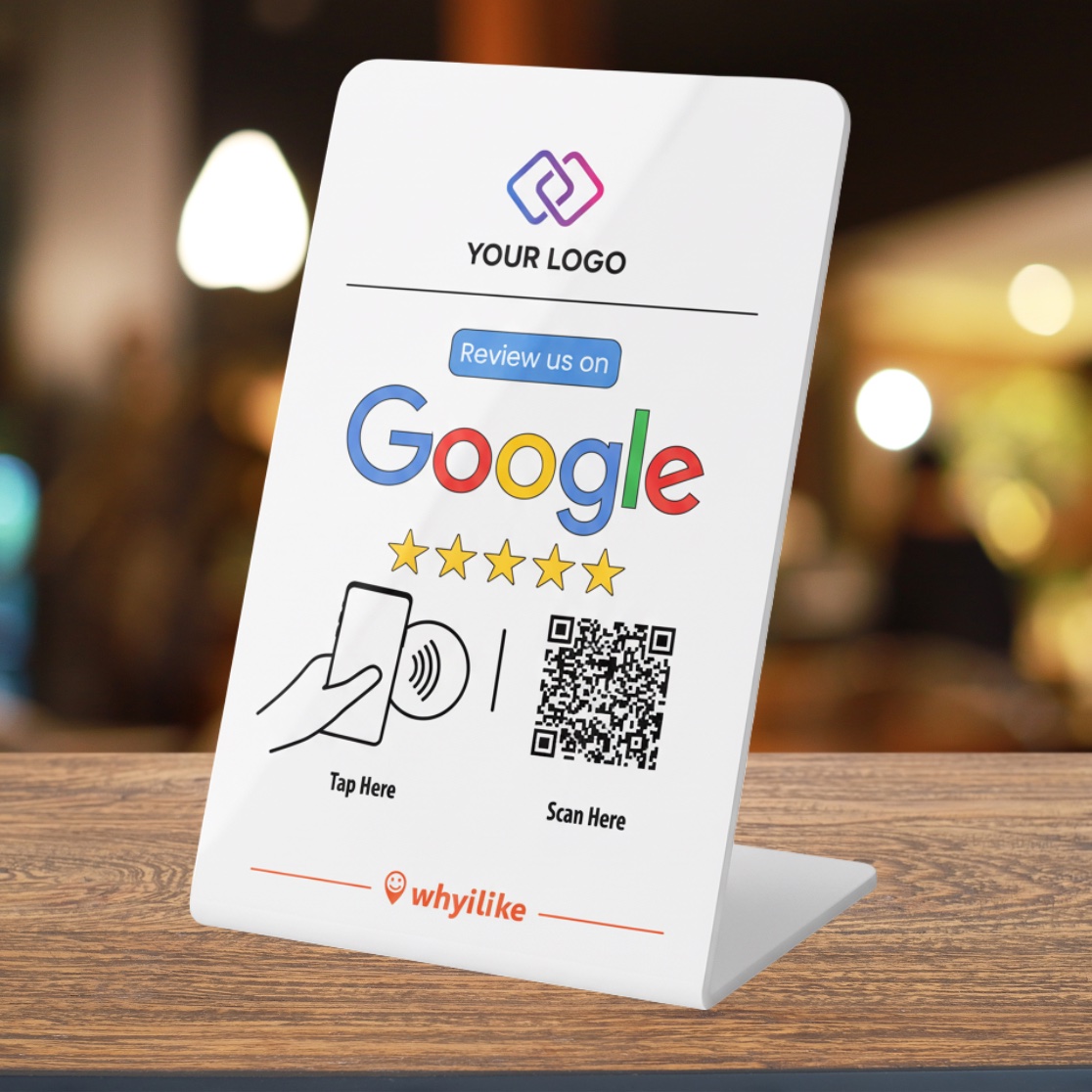 whyilike Google Review Stand — NFC + QR